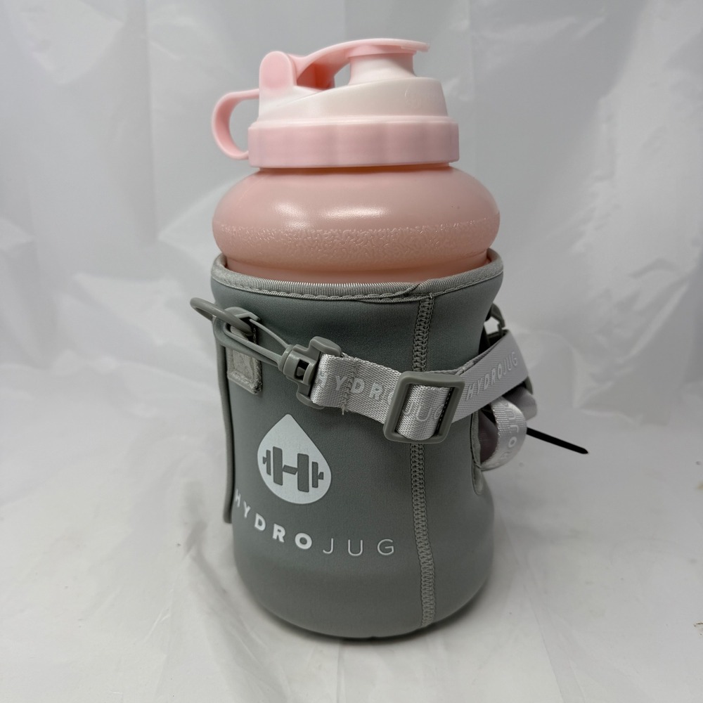 HydroJug 73oz Pink Water Bottle with Gray Insulated Neoprene Sleeve and Strap